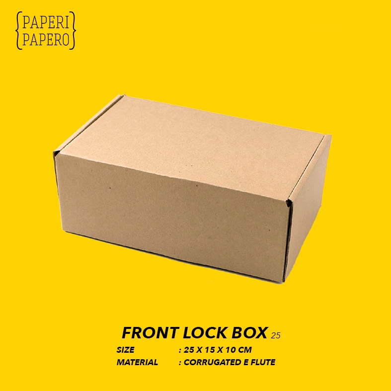 

Front Lock Box Kardus - Packaging Kaos / Kue / Serba Guna (25 x 15 x 10 cm) (1 Pcs )