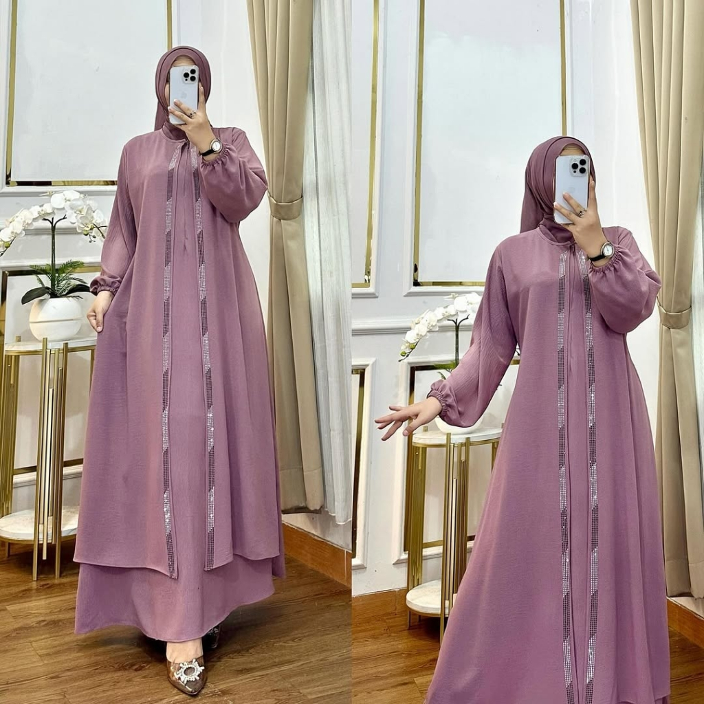 KANAYA DRESS - GAMIS PAYET SWAROVSKY TERBARU PREMIUM BAHAN CRINKLE AIRFLOW IMPORT