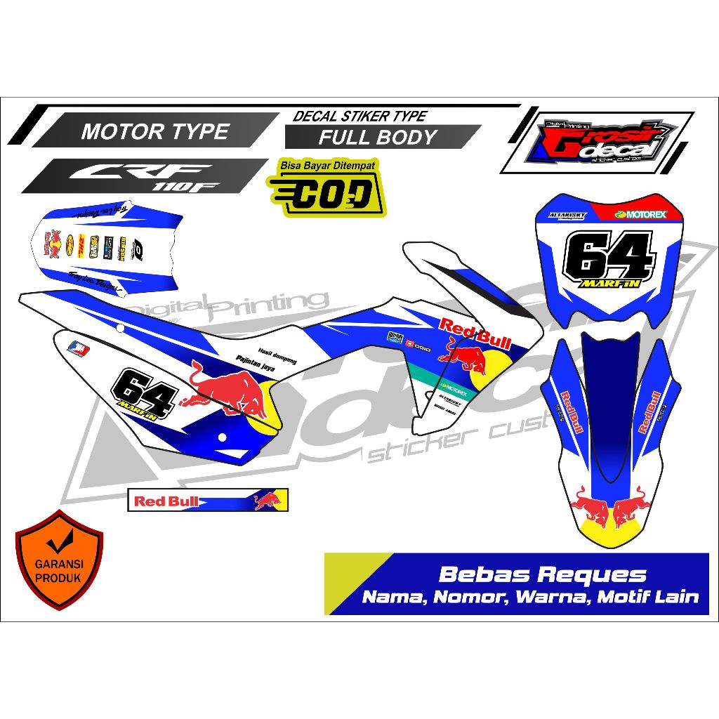 Sticker Stiker Trail mini Mini Trail CRF 110cc Full Body Bebas Reques