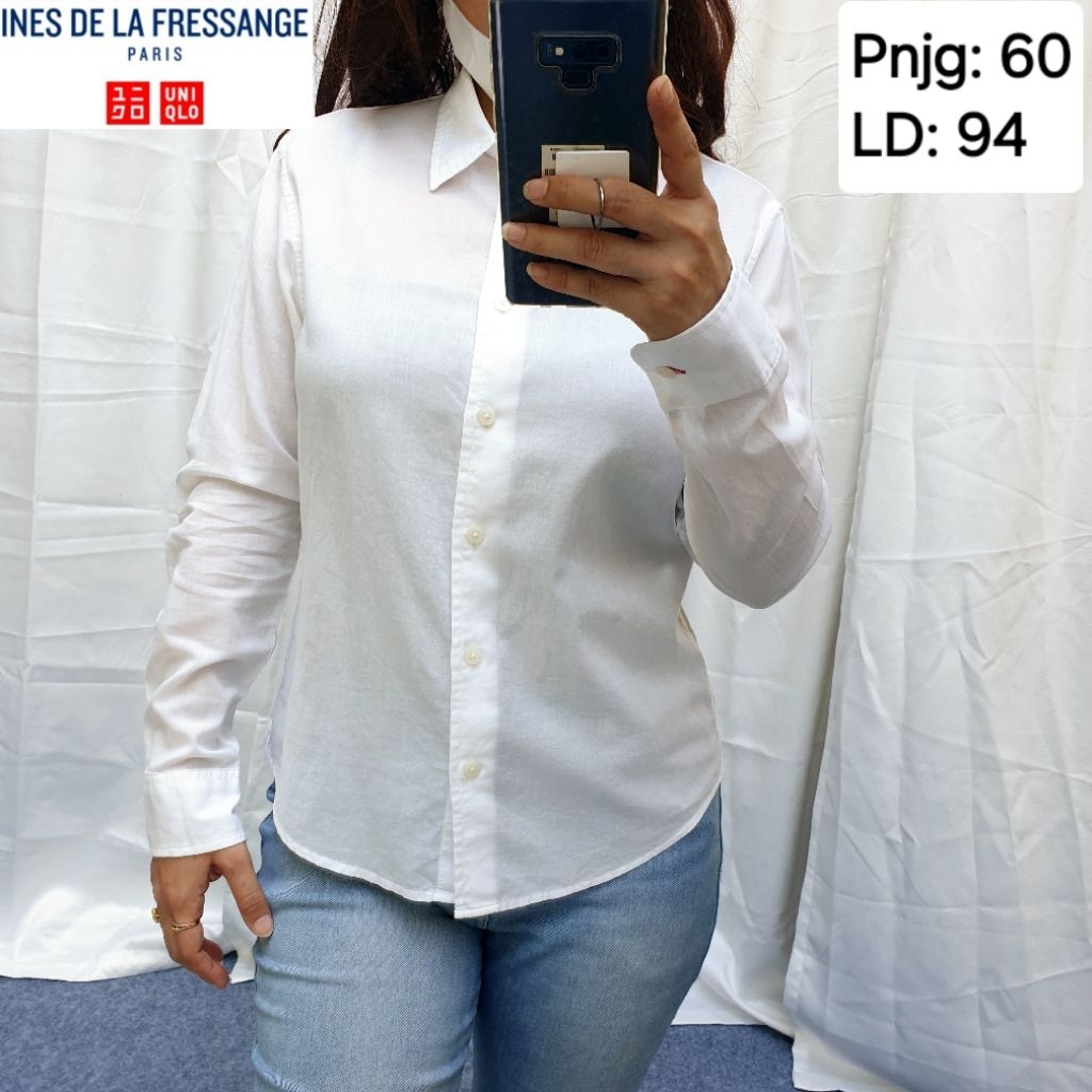 UNIQLO X INES DE LA FRESSANGE Baju Atasan Kemeja Putih Wanita