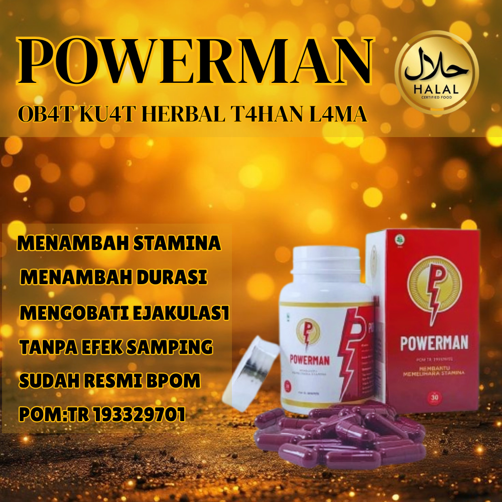 POWERMAN 0bat kuat Herbal Kuwat Pria Tahan Lama Original 100% dengan Obat Kuat Stamina Terbaik