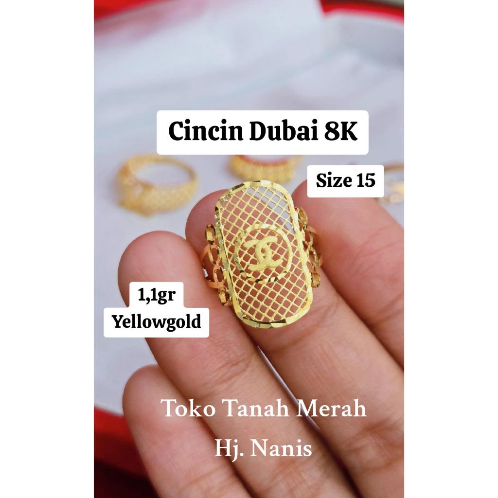 Cincin Dubai Emas Chanel Kadar 8K