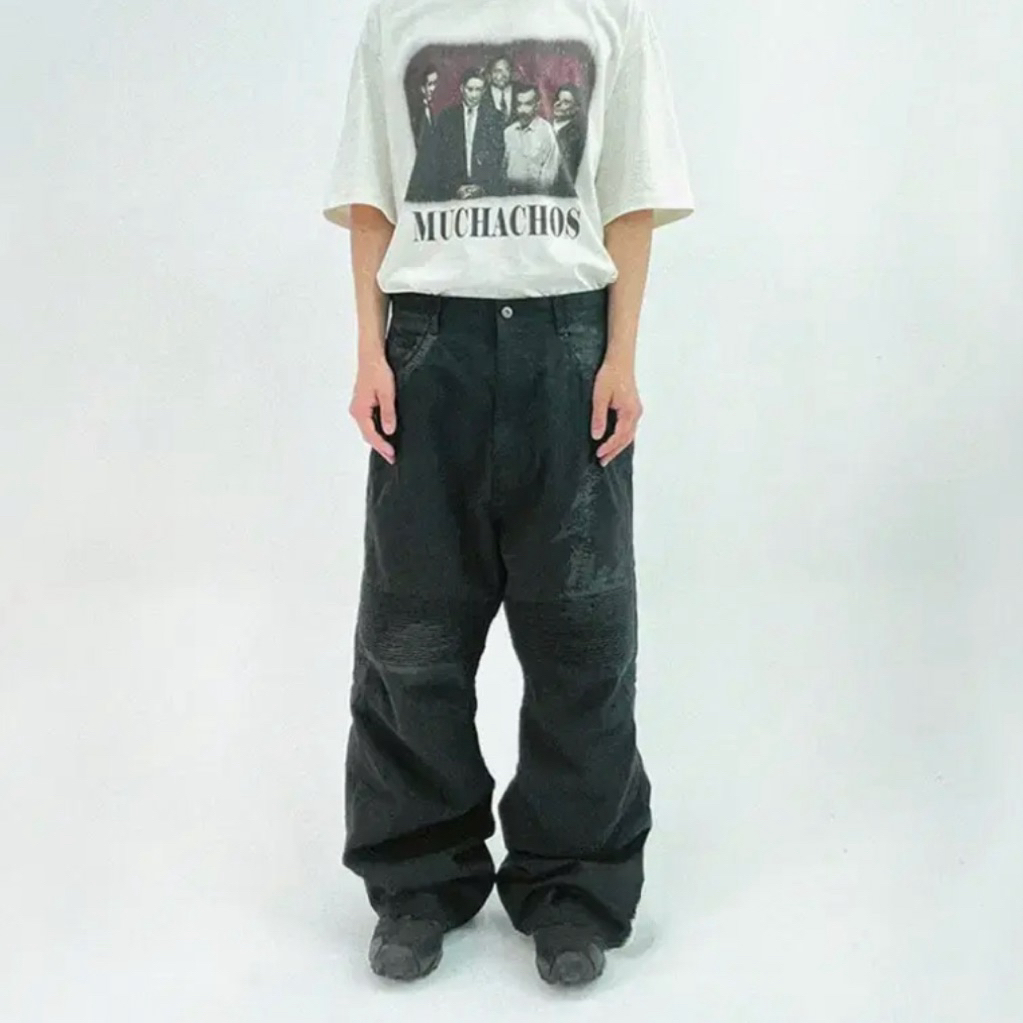 MNGU Racing Pants Black Wash Jeans Gothic Grunge Ifsixwasnine