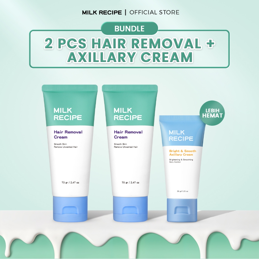 Milk Recipe Bundle 2Pcs Hair Removal + Axillary Cream - Paket Krim Pencerah Ketiak Glowing Untuk Mer