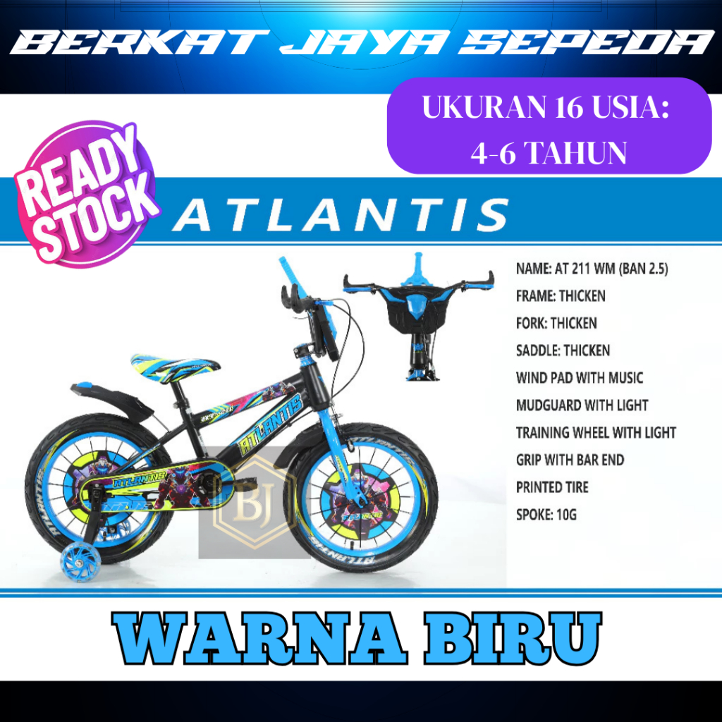 (4-7 TAHUN) SEPEDA BMX 16 ATLANTIS AT211 SEPEDA ANAK / SEPEDA ANAK BAN JUMBO / SEPEDA ANAK KECIL