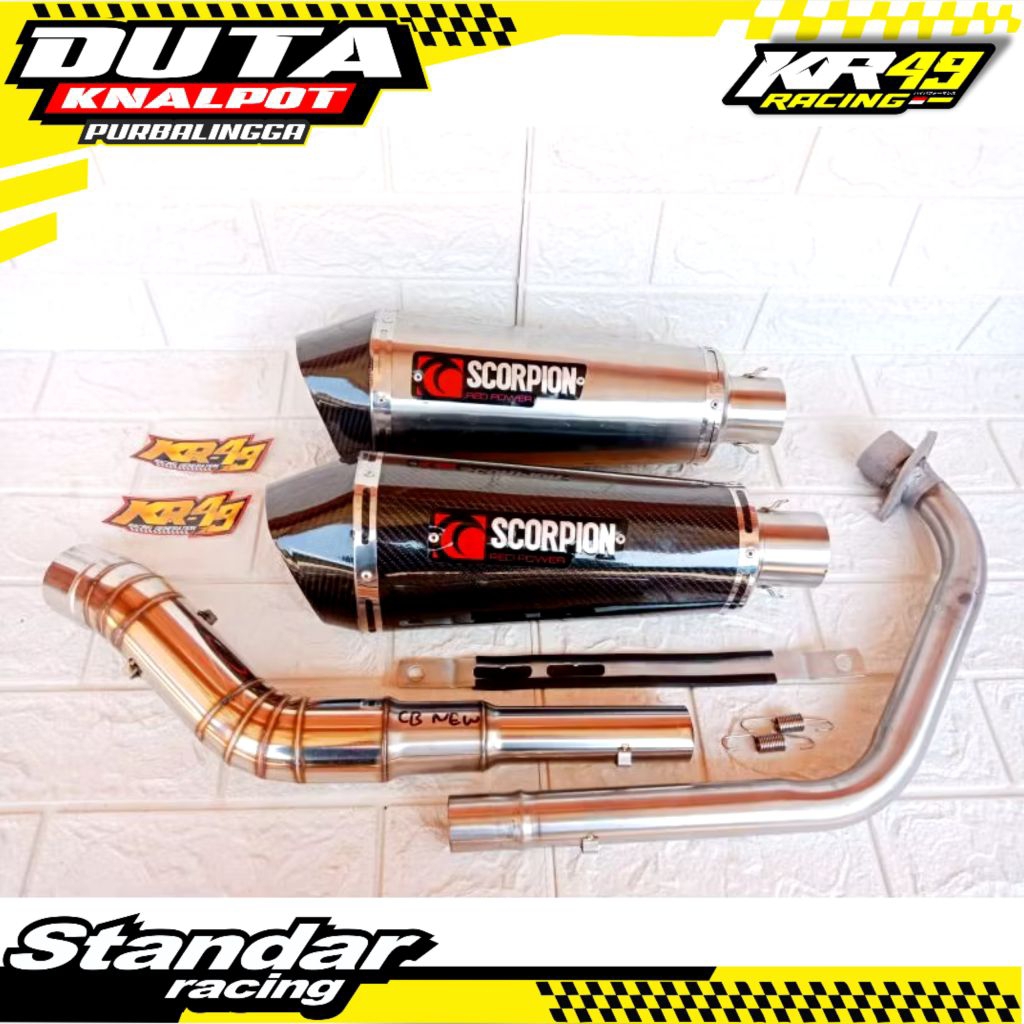 Knalpot Sport Scorpion Red Power Bass Adem Bulet Standar Racing Untuk Motor Vixion R15v3 R15v2 Byson