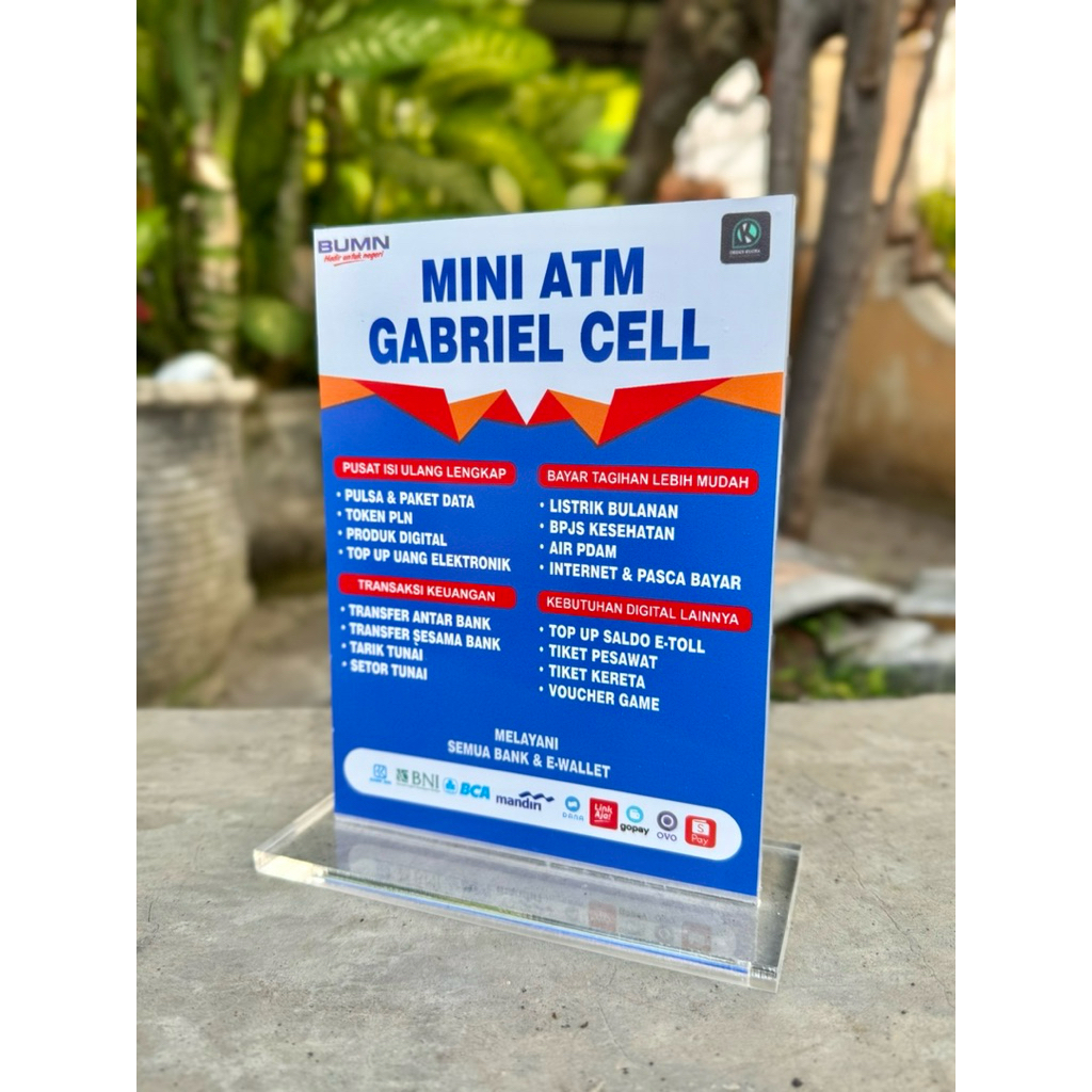 

AKRILIK MEJA MINI ATM UKURAN 15x20CM BAHAN TEBAL BISA CUSTOM NAMA