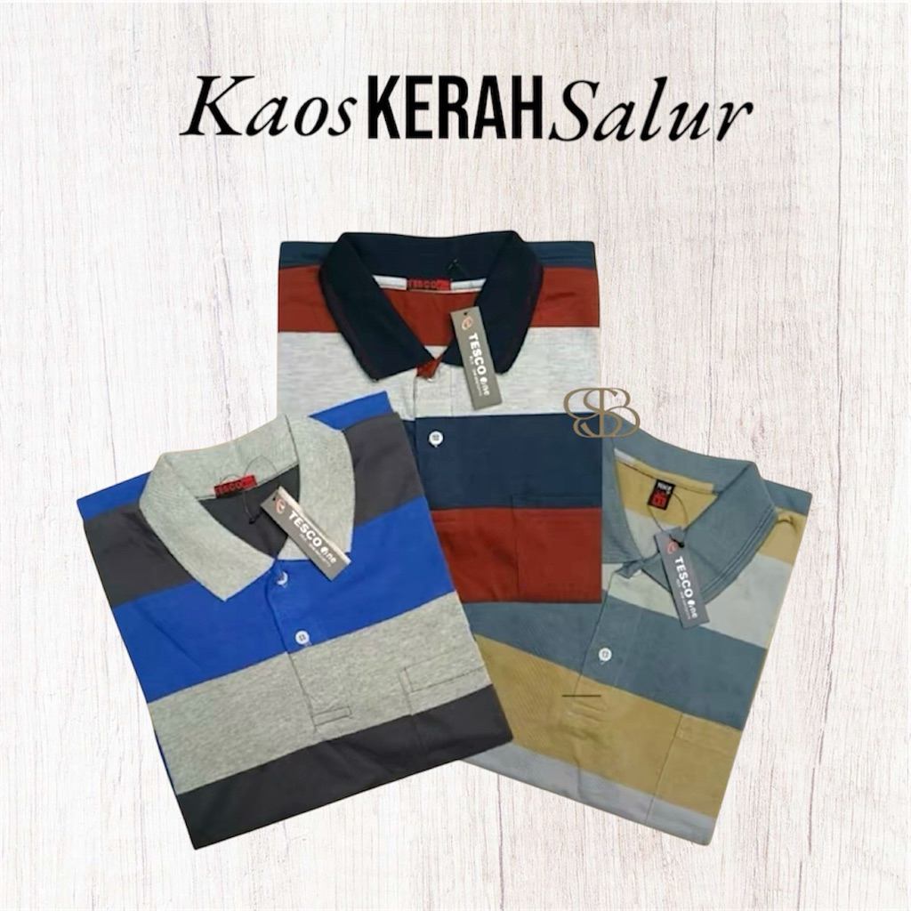 Baju Kaos Kerah Salur Pria/Kaos Kerah Salur Pria/Kerah Motif Salur/Kaos Kerah Kantong Depan