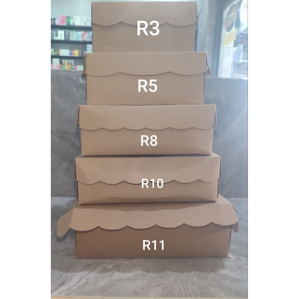 

Kotak Jajanan/Kotak Dus Kue/Ukuran R3/R5/R10/R11/Warna coklat Renda