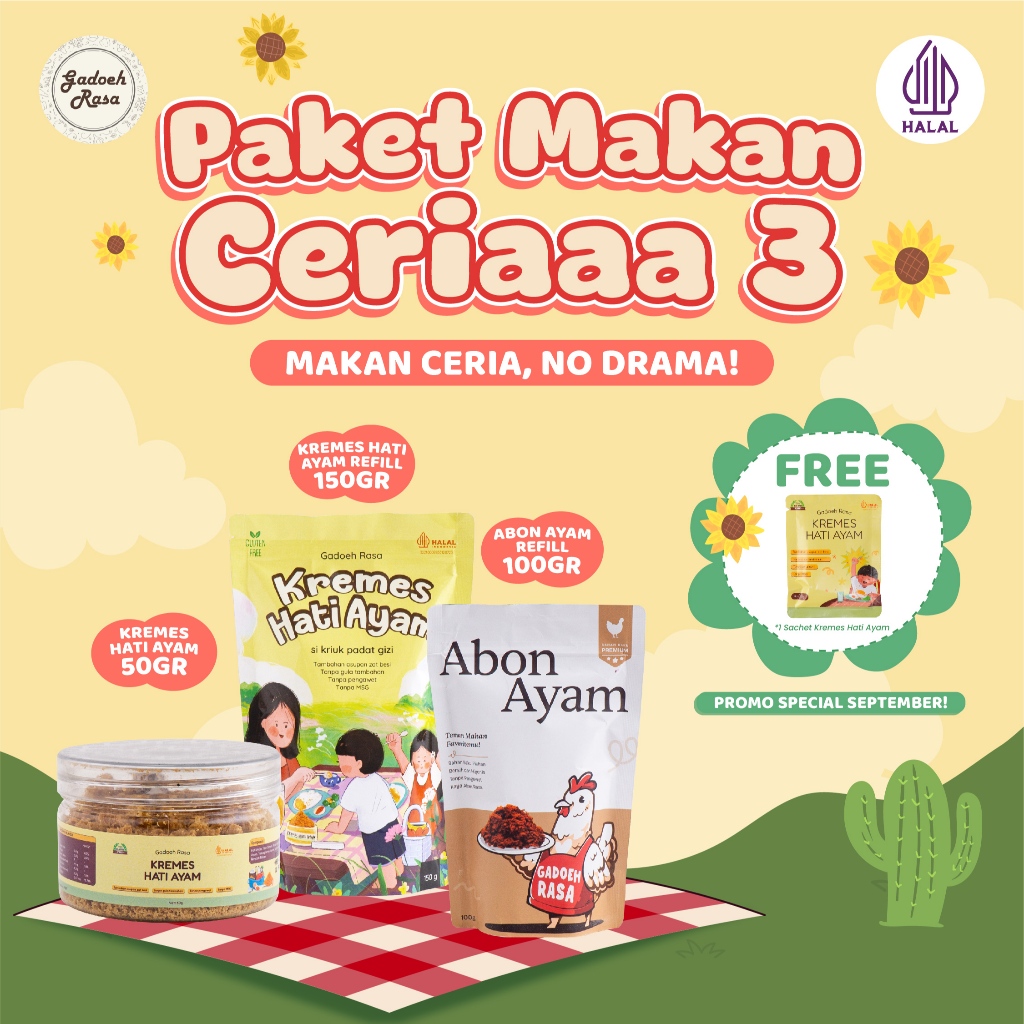 

Gadoeh Rasa - Kremes Hati Ayam Refill 150gr + Kremes Toples 50gr + Abon Ayam 100gr + Free Sachet
