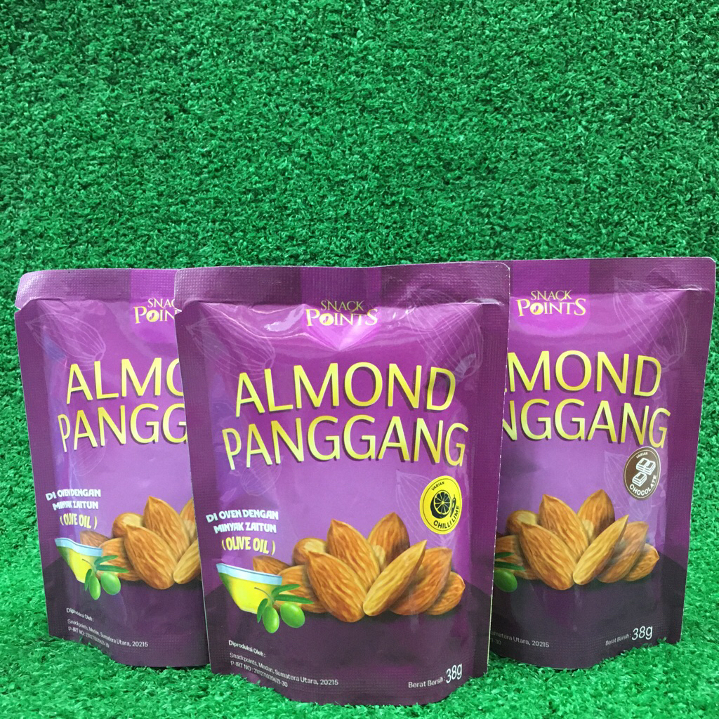 

Snack Points Roasted Almond Kacang Panggang Di Oven Dengan Minyak Zaitun (Olive Oil) BBQ / Chili Lime / Chocolate 38gr Lokal