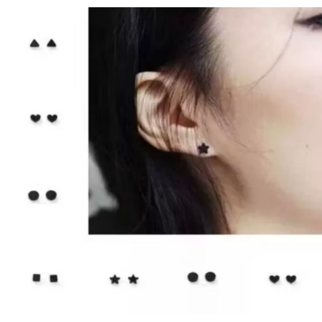 Anting Hitam Tindik Wanita Monel Anti Karat