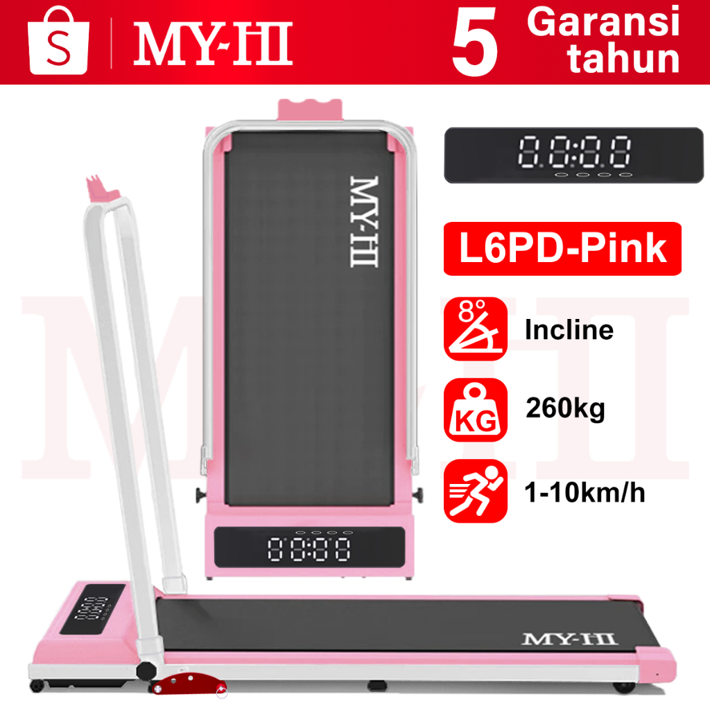 MY-HI Treadmill Listrik Pink Walking Pad Running Treadmill portable lipat incline Treadmill Termurah