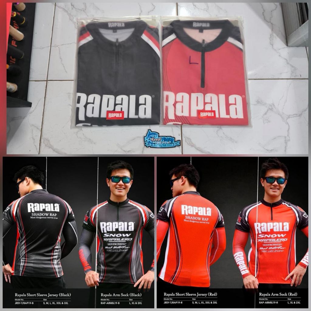 BAJU MANCING / KAOS JERSEY RAPALA HITAM DAN MERAH