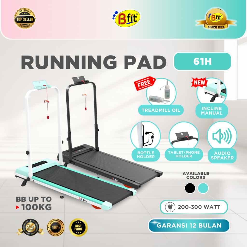 (SEMARANG) Running Pad BFIT Lite 61H Incline Treadmill Elektrik Listrik Lipat Portable Low Watt
