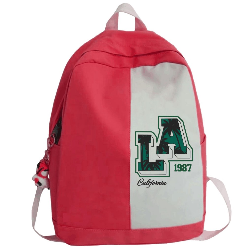 QP Tas Ransel Sekolah Anak Laki-Laki Perempuan Design Grafis Bahan PVC Nylon Tahan Air - LA1987