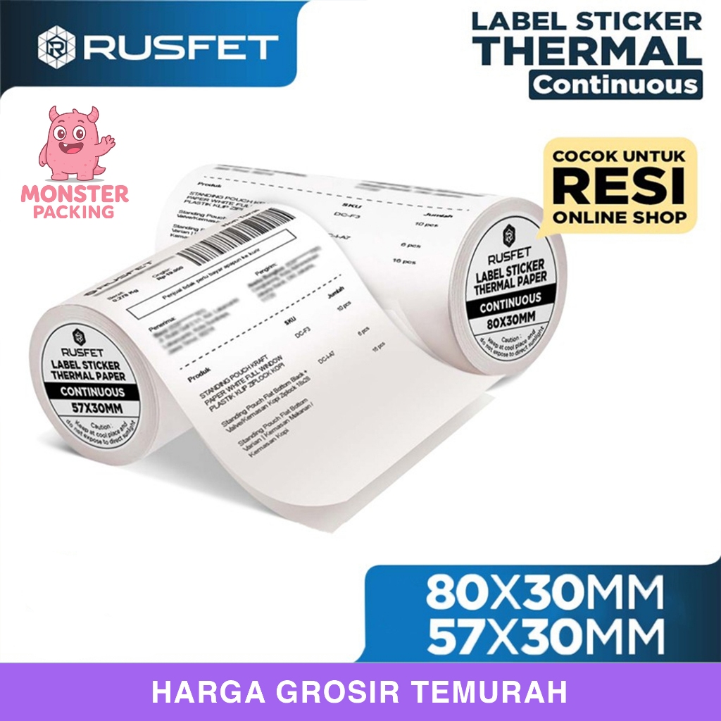 

Label Sticker Thermal Core CONTINUOUS Rusfet Barcode Resi Online Shop