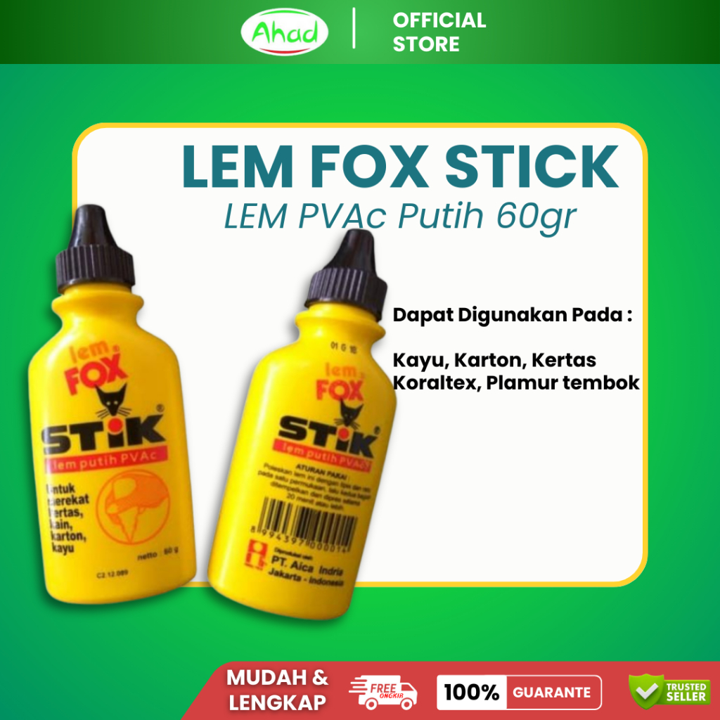 

Lem Fox Stick | Lem Putih Stik PVAC | LEM KERTAS | LEM KAIN | LEM KARTON | LEM KAYU