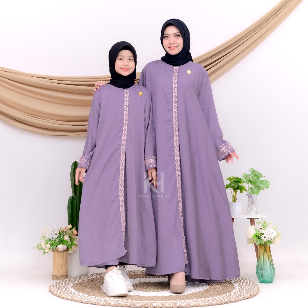 Gamis Couple Ibu Anak Perempuan Mewah Abaya Madina Bordir | gamis terbaru 2025 2026 Lebaran Wanita |