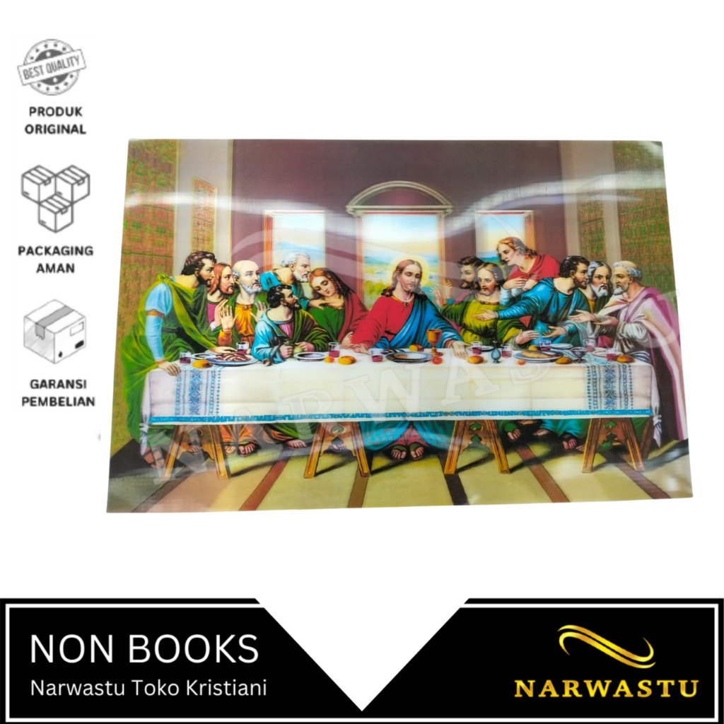 NARWASTU - Poster Rohani Gambar Perjamuan Kudus 3D Warna - VLT164
