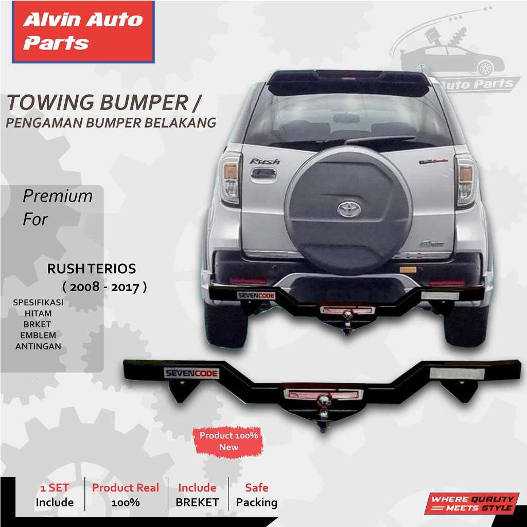 REAR BUMPER GUARD TOWING HOLO RUSH TERIOS 2008 - 2017 / PENGAMAN BUMPER BELAKANG RUSH TERIOS LAMA