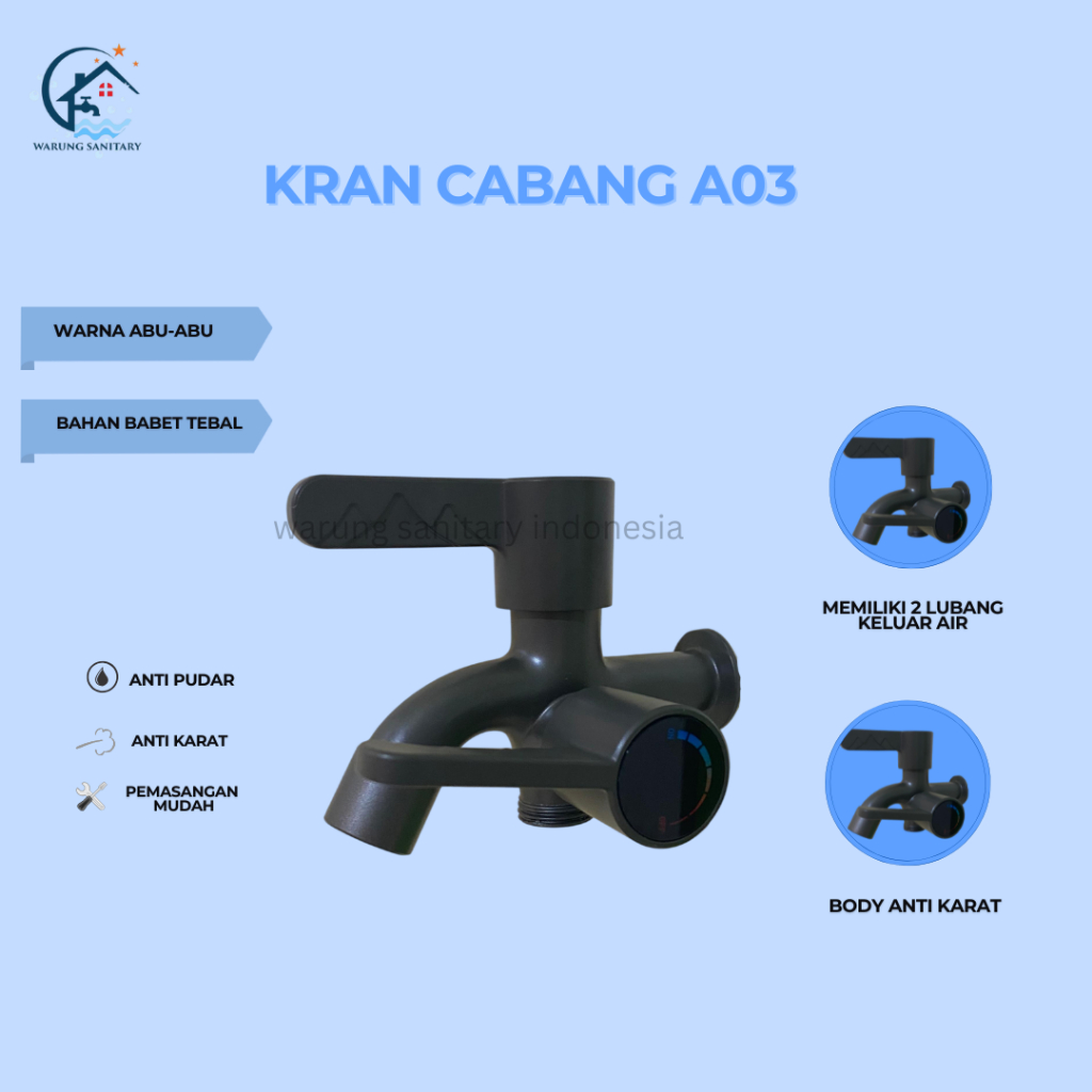 KRAN CABANG ABU-ABU 2 LUBANG AIR TERMURAH ORIGINAL