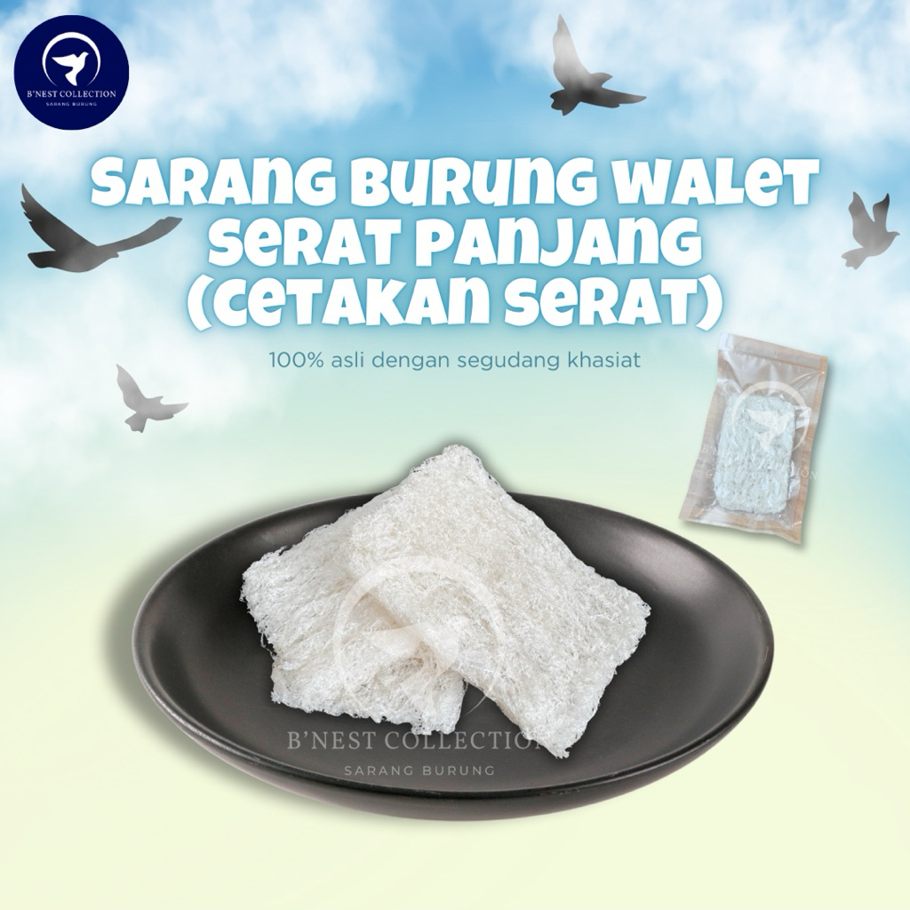 

Sarang Burung Walet Bersih Premium Siap Saji (Cetakan Serat), Harga Per Gram