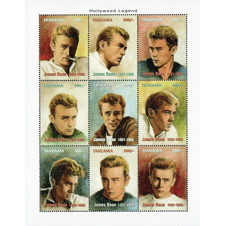 

S0149 Prangko Koleksi Langka Tanzania 1996 James Dean Famous People Actor 9v MNH