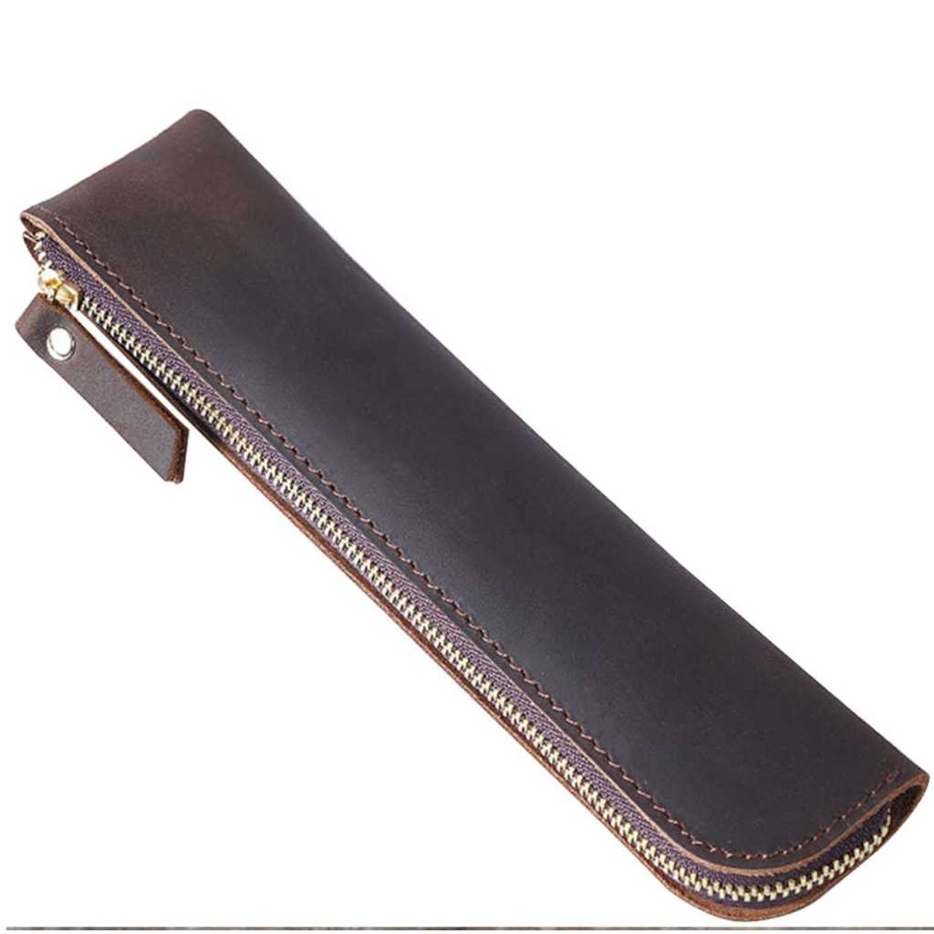 

KUARTAL Kotak Pensil Kulit Sapi Ritsleting Kreatif Buatan Tangan Tempat Pensil Lengan Pena Kantong Kulit Tas Pena Kulit Mewah Perlengkapan Kantor