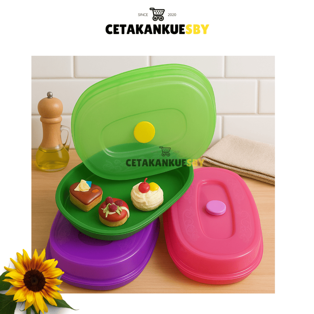 (CKS) Tempat Roti Oval + Tutup Plastik Baki Nampan Tempat Gorengan Tempat Lauk Tertutup