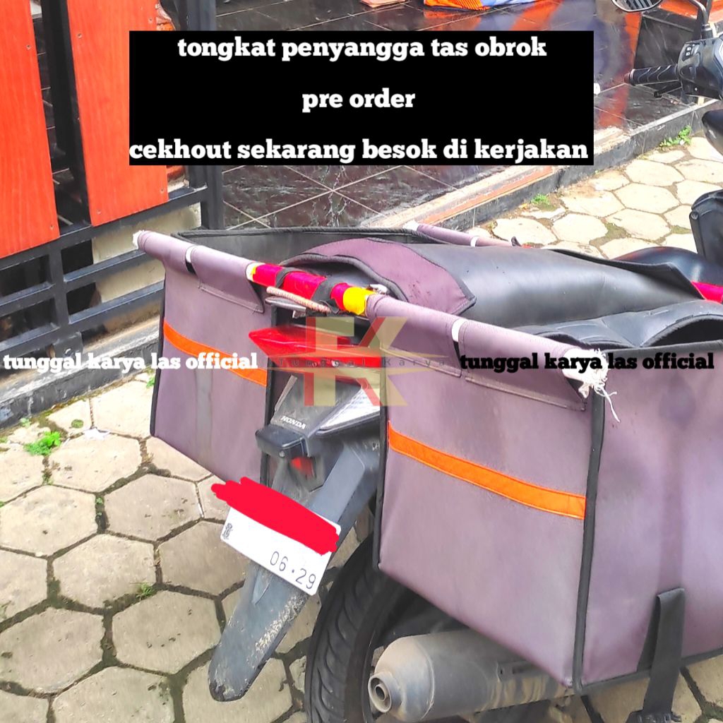 Tongkat Besi Tas Obrok Penahan Penyangga Bronjong Tas Ronjot Penopang Besi Keranjang Motor custom