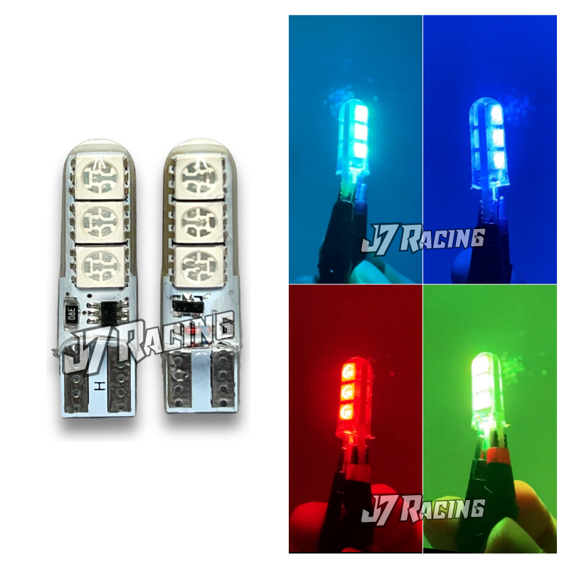 Lampu LED Senja / Sein / Sen T10 Kedap Kedip RGB Warna Warni 6 Mata Motor / Mobil Terang
