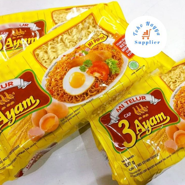 

Mie Telur Cap 3 Ayam - Kemasan 200 gr