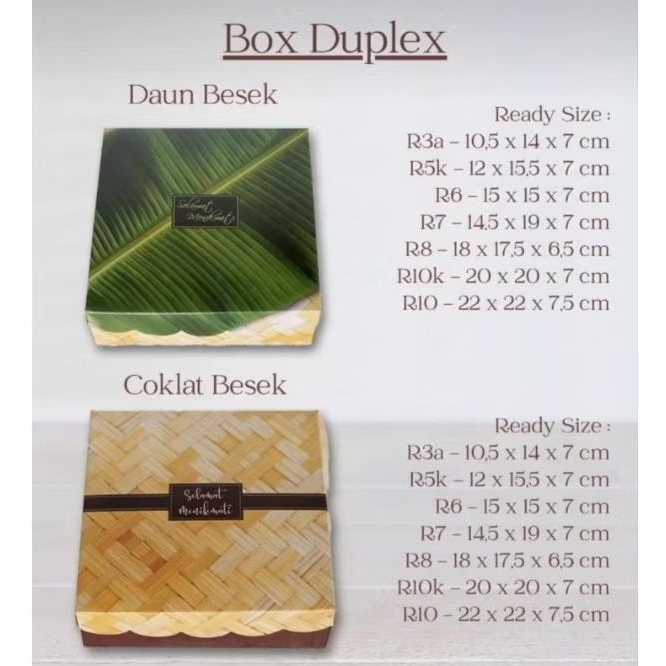 

Box Duplex Daun Besek Dan Coklat Besek