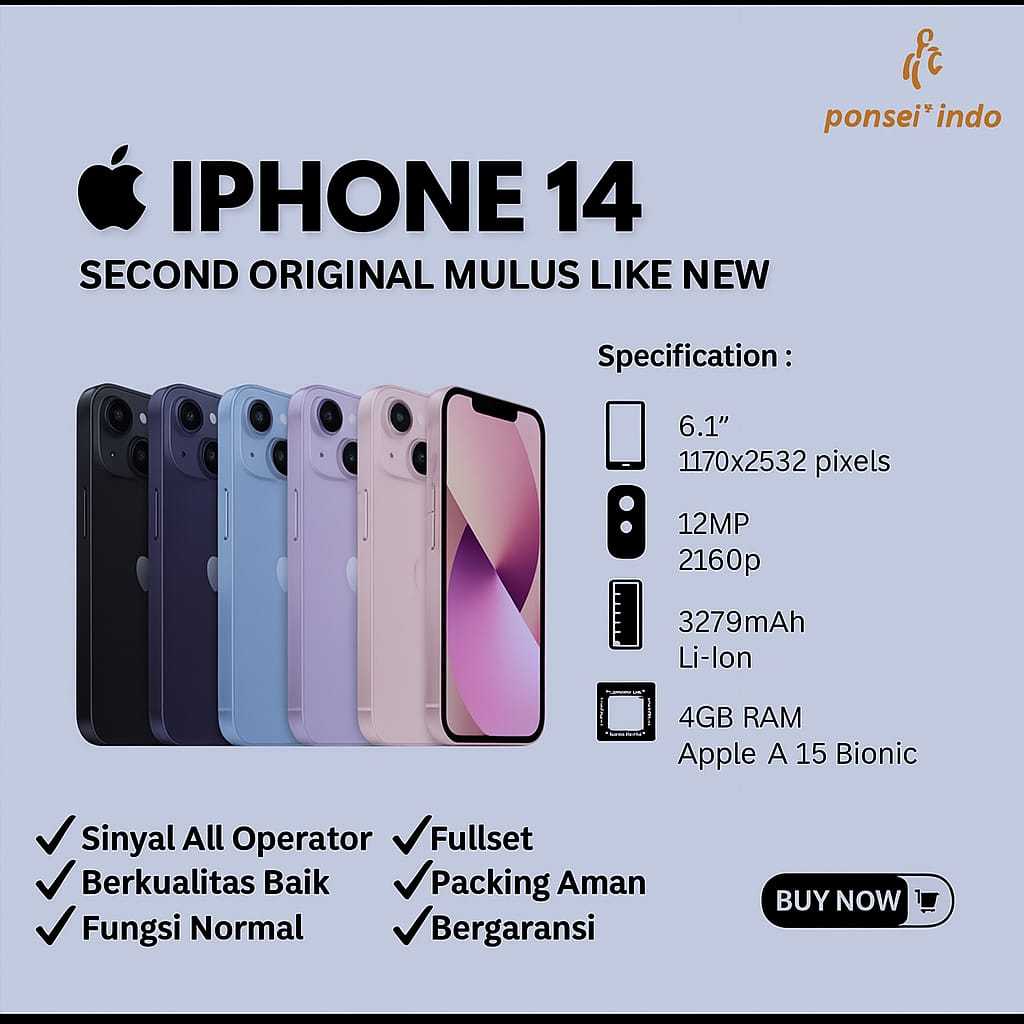 iPhone 14 128GB 256GB Second BEKAS ORIGINAL 100%