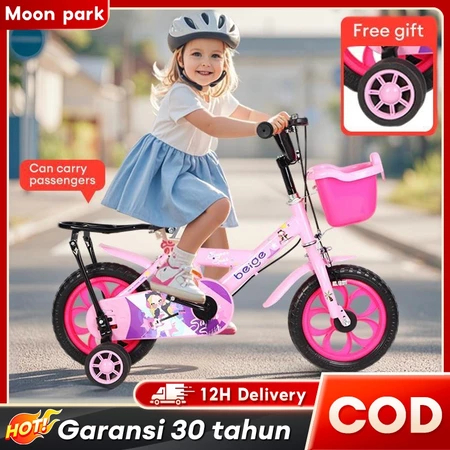 [Garansi 30 Tahun]Sepeda Anak Perempuan Ada roda Bantu Keranjang Ban Eva EVA Roda4 Sepeda Anak Murah
