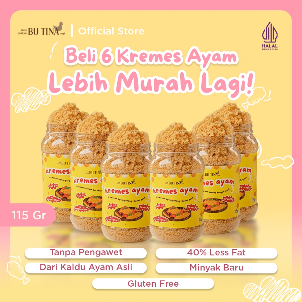 

Kremesan Ayam Bu Tina– Paket 6 Lebih Hemat & Praktis! 115g