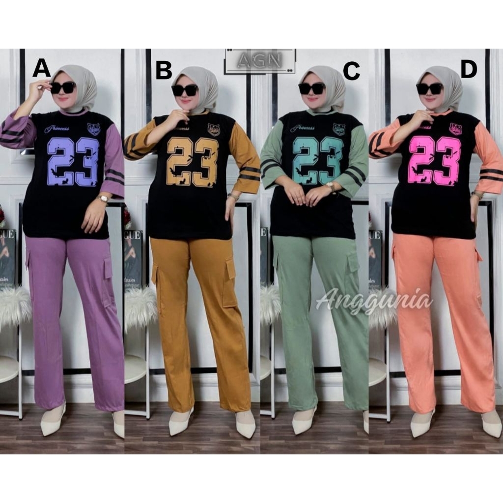 Setelan Kaos Cargo & Setelan Chinos Cargo Untuk Wanita Dewasa