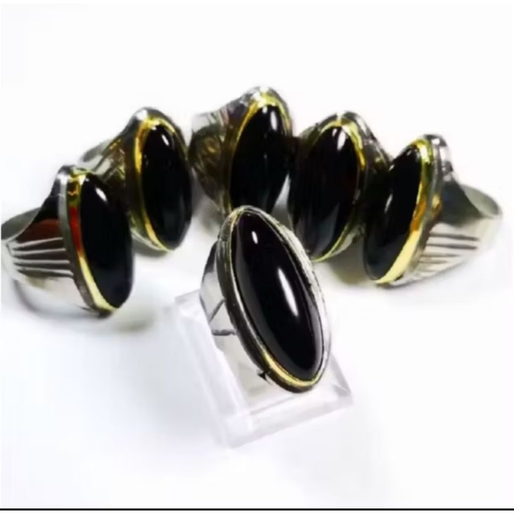 cincin batu kecubung wulung pandan original ring monel