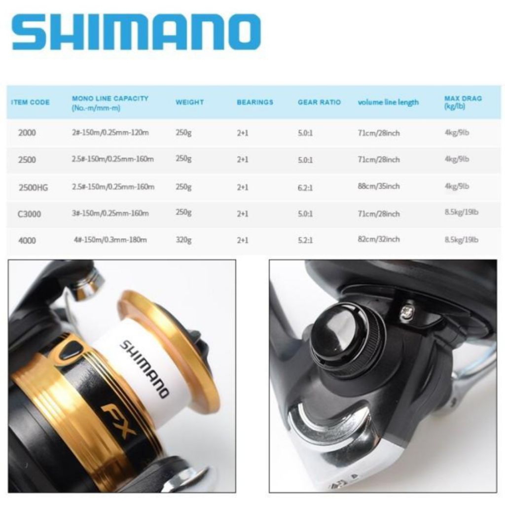 Reel spinning shimano fx 2019 1000-2500-3000-4000