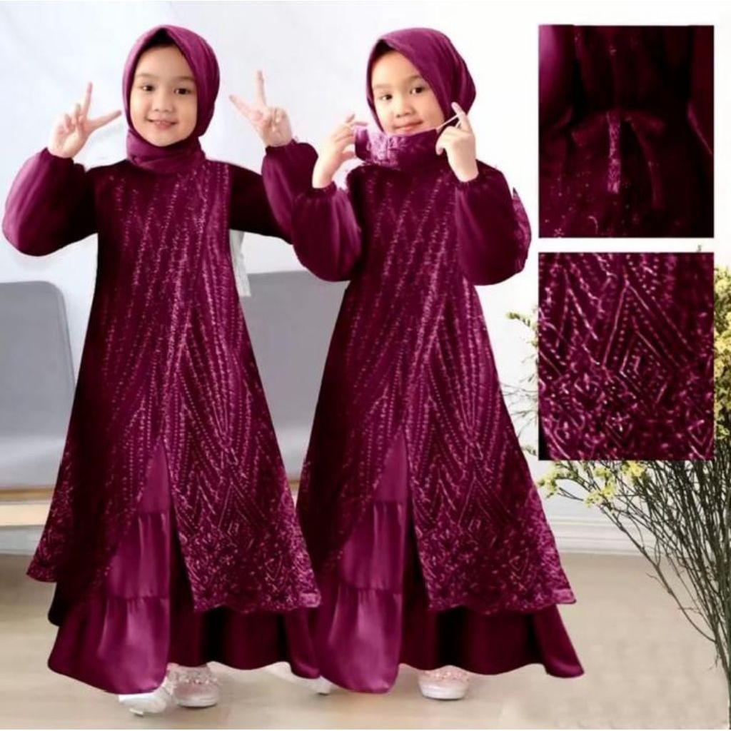 Gamis GNBB7 ELUNA ANAK Gamis Anak lebaran Gamis Caple Ibu Dan Anak Gamis Pesta Muslim syari Baju Dre