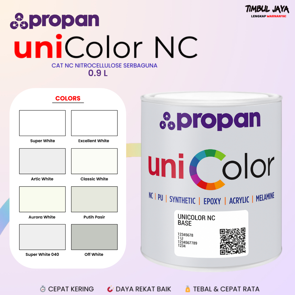 Cat Duco NC Propan Unicolor 0,9Liter Putih Glossy Tulang Kilap / Cat Mobil Propan / Cat Duco Besi Ka