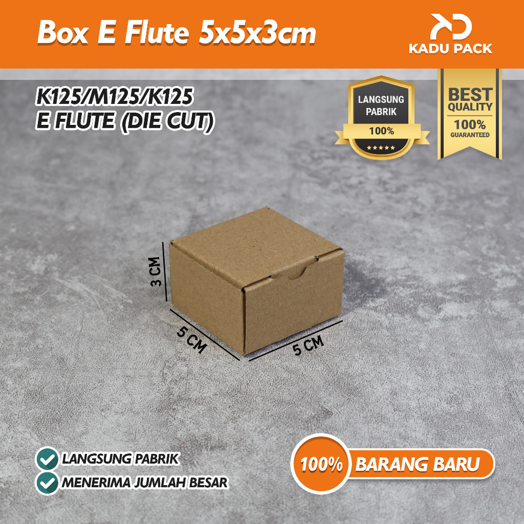

(Isi 20 Pcs) Kardus Karton Box Packing E Flute Die Cut Polos | 5x5x3 cm | Polos