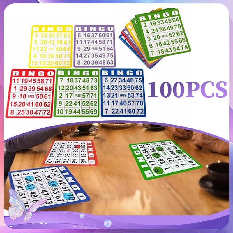 Bingo Card Bingo Set Game Kartu Bingo Papan Bingo Kartu Mainan Bingo Set 100pcs