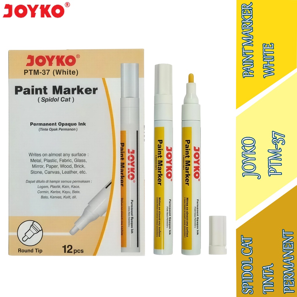 

Spidol Cat Tinta Permanent - Joyko - Paint Marker White - PTM-35