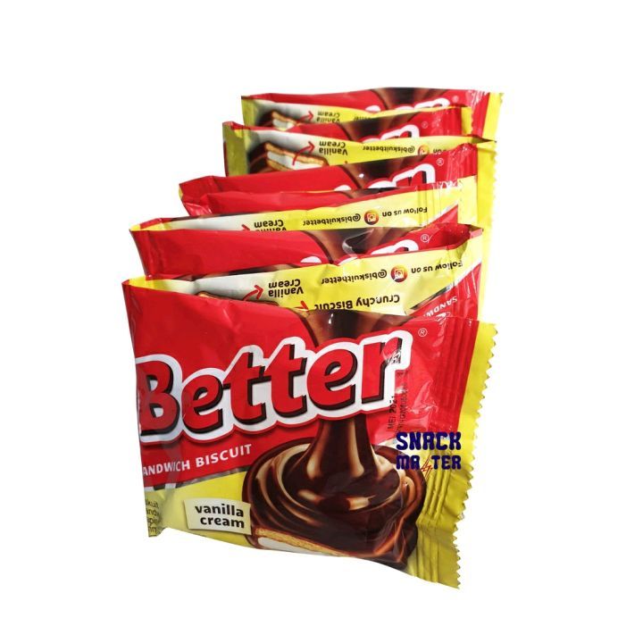 

Better sandwich vanilla biskuit 1 renceng isi 10 sachet