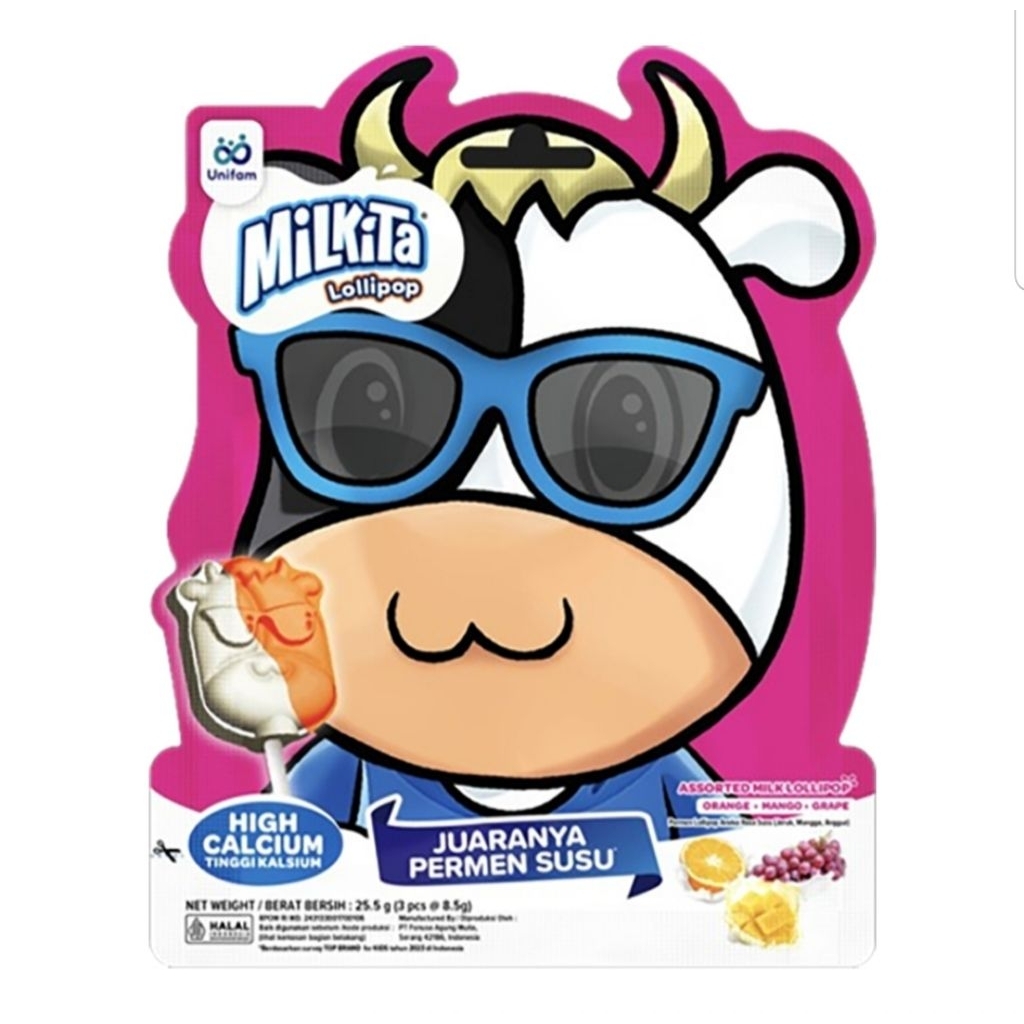 

Milkita Lollipop Candy High Calcium Permen Susu Lolipop Pink Assorted 3 x 8.5 g Tinggi Kalsium 3x8,5 g