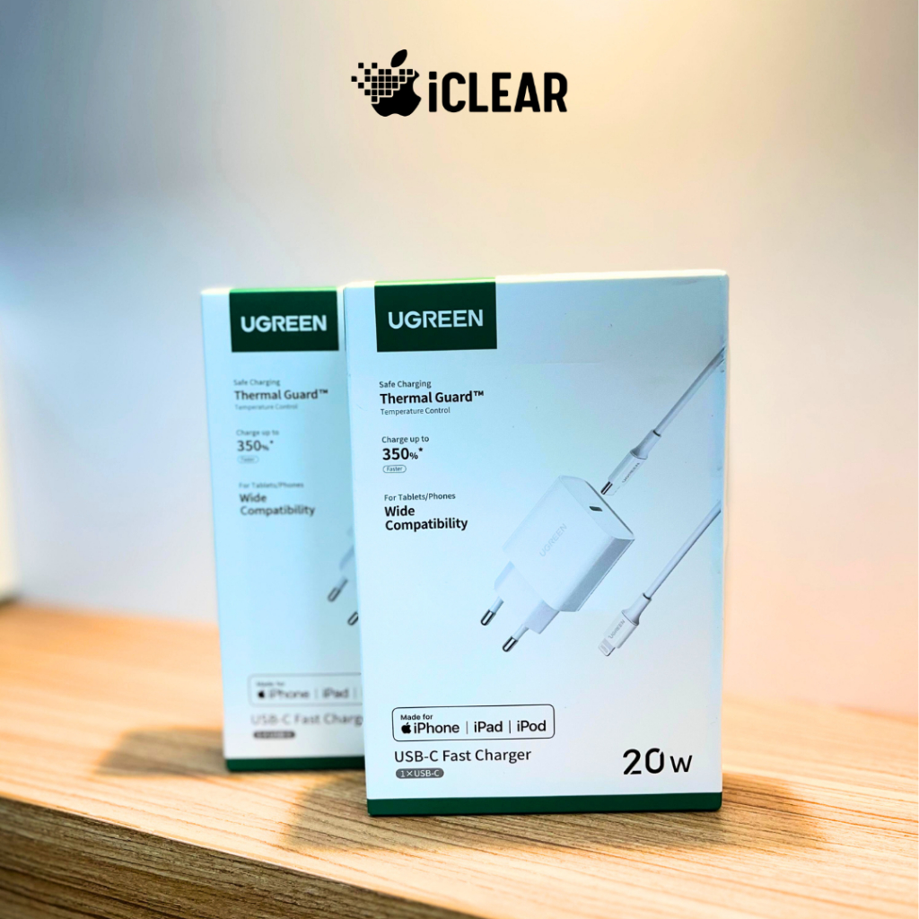 FULLSET Charger UGREEN 20W PD Fast Charging USB-C Original iPhone iPad iPod – Kabel + Adapter Cas Su