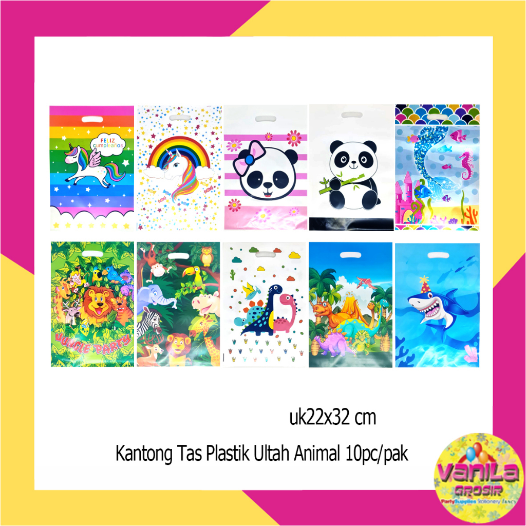 

(Isi 10Pcs UK L) Kantong Tas Plastik Opp Ultah Motif Kids, plastik snack ultah, kantong souvenir, tas plastik kado ultah