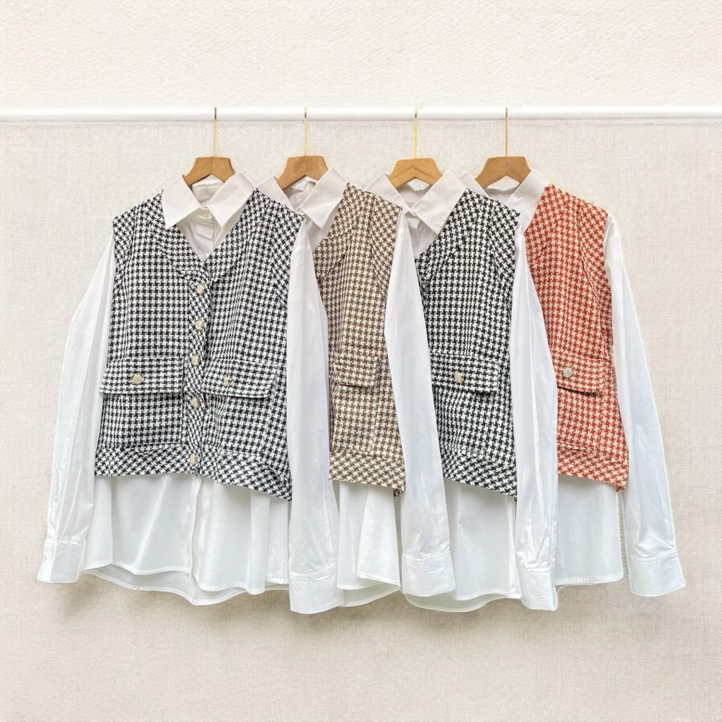 kemeja vest kotak 4 pcs